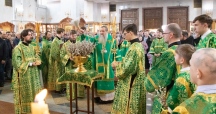 Божественная литургия в праздник Входа Господня в Иерусалим в Спасо-Преображенском соборе 13 апреля 2025 г.